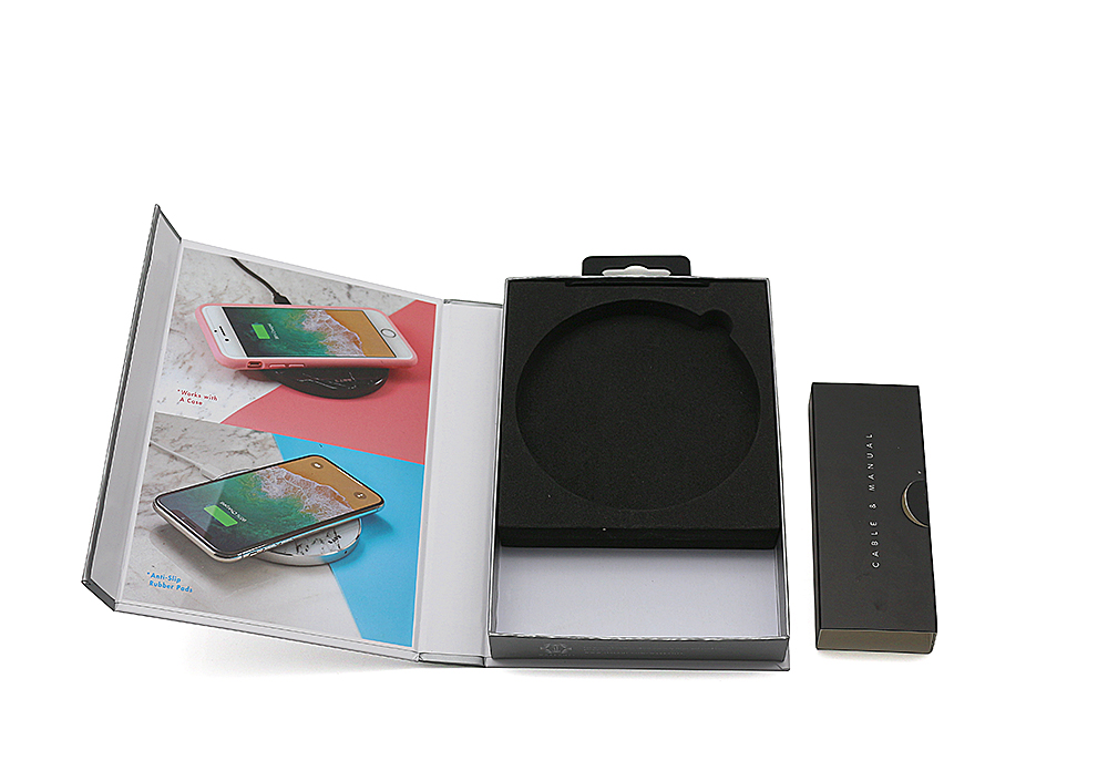 无线充电盘手工盒,EVA内托磁铁翻盖盒厂家定制印刷 无线充电盘手工盒,EVA内托磁铁翻盖盒厂家定制印刷